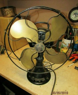 Vintage Pre Ww2 Emerson Model 24646 Brass 4 Blade Oscillating Fan