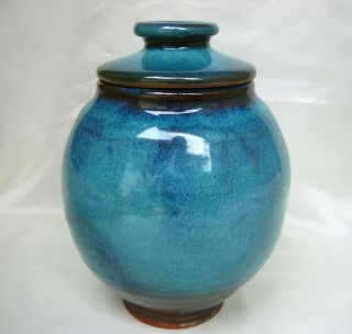Rare Harding Black Texas Studio Pottery 1974 8 " Lidded Urn Jar