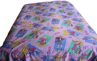 Vintage 90 ' s Barbie Flat Bed Sheet,  Pillowcase,  Bolster Case Made in France 2