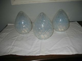 Vtg Vv Vianne Swirl Opalescent Bullet Shaped Art Glass Globe/shade Set Of 3 8.  5 "