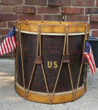 Vintage 15” X 16” Us Rope Tension Snare Drum Field / Parade Wurlitzer Leedy Wwii