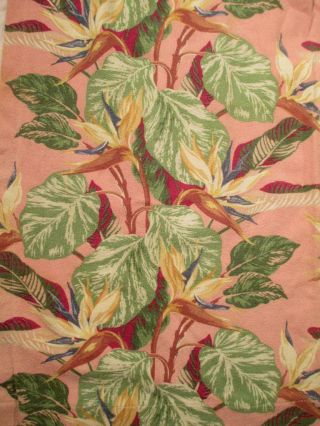 Vintage Pink Tropical Floral Barkcloth Curtain Panels Floral Hawaiian Tiki 11 YD 10