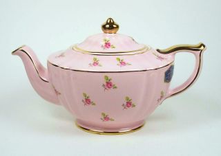 Vintage Sadler Teapot Pink Rosebud Chintz On Pink 28 Ounce Circa 1937,