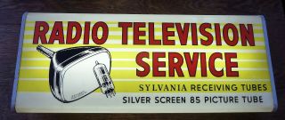 Vintage Sylvania Lighted Sign - Radio Television Service 85 Tubes Graphic