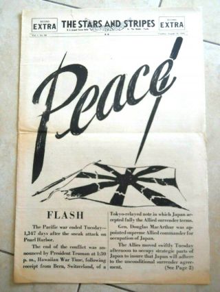 The Stars And Stripes.  Aug,  14,  1945.  Wwii.  Peace.  It 