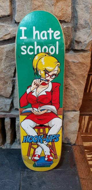 Hook Ups Skateboard Deck 2000s 1st I Hate School Red Syringe Vintage Hook - Ups