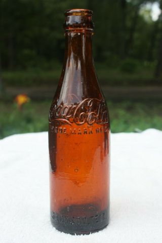 Vintage Amber Straight Side Ss Coca Cola Bottle - - Jackson,  Tennessee - - Tn