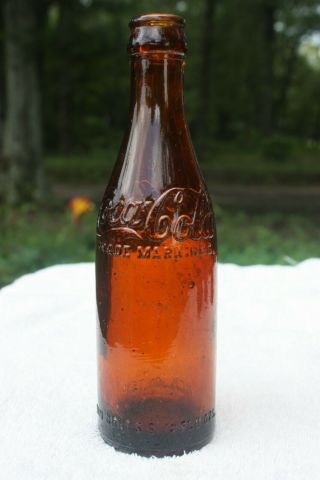 Vintage Amber Straight Side SS Coca Cola Bottle - - Jackson,  Tennessee - - TN 3