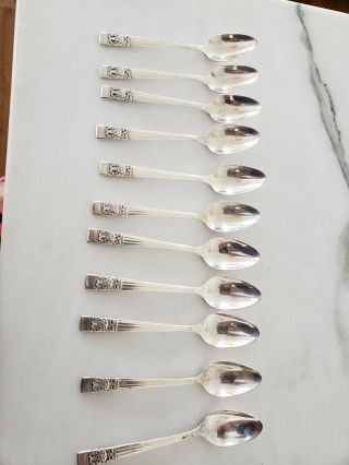 Set 11 X Demitasse Spoons Oneida Community Coronation 1936 Vintage Silverplate