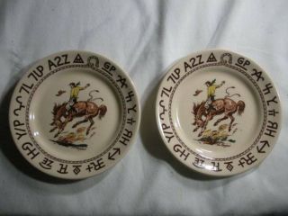 (2) Vintage Wallace China Of California Westward Ho Rodeo Dessert/salad Plates