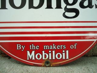 VINTAGE 1940 ' S MOBILGAS MOBILOIL PORCELAIN GAS STATION PUMP SIGN - - 12 