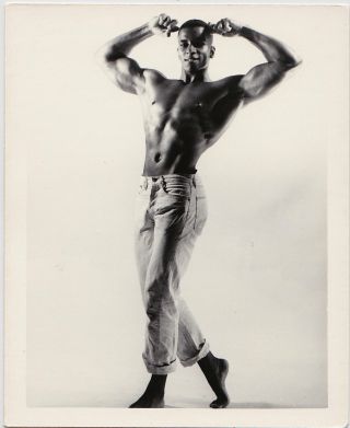 Kris Studio Male Semi - Nude,  Hunky Joe Harris Flexing,  Vintage Photo Gay
