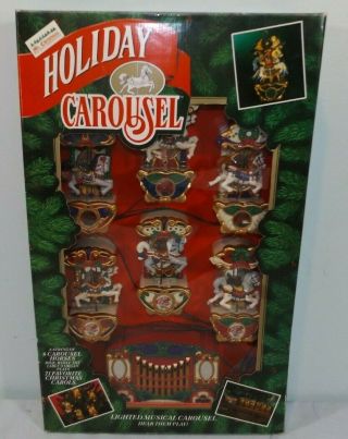 Vtg Mr.  Christmas Lighted Musical Holiday Carousel Animated Ornaments Organ Nib