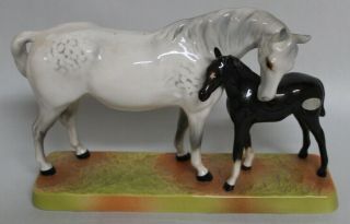 Vintage Beswick Mare & Foal Horse Statue