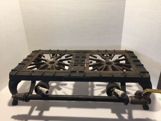Vintage Griswold 2 Burner Gas Stove 712 Table Top Cast Iron Htf Camping Unit
