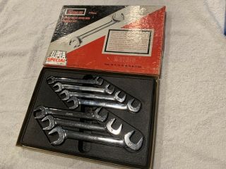 Vintage Snap On Metric 7 Piece 4 Way Angle Head Open End Wrench Set Vsm807