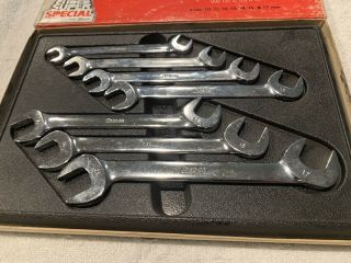 Vintage Snap On Metric 7 Piece 4 Way Angle Head Open End Wrench Set VSM807 2