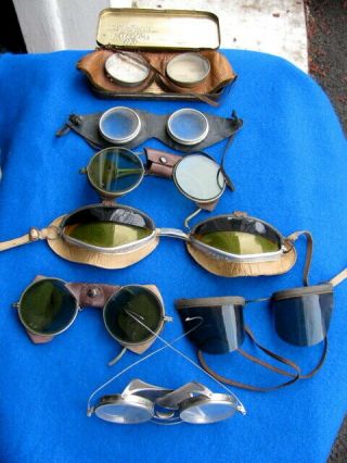 (7) Vintage Motorcycle Goggles,  Safety Goggles