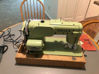 Vintage Adler 153A Sewing Machine Green Western Germany mid 1950 ' s 2