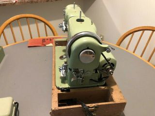 Vintage Adler 153A Sewing Machine Green Western Germany mid 1950 ' s 3