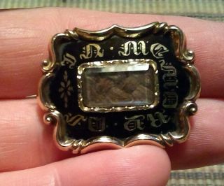 Victorian In Memory Of Mourning Pin With Hair Ca 1840 - 50 