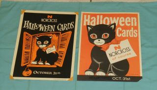 Vintage Norcross Greeting Cards Halloween Advertising Signs Black Cat