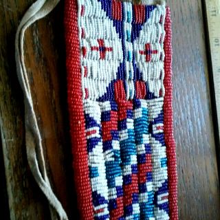 Vintage Native American Indian tribe Great Plains beaded knife sheath 5