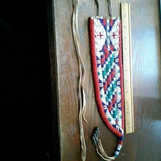 Vintage Native American Indian tribe Great Plains beaded knife sheath 7