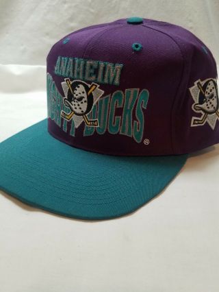 Nhl Anaheim Mighty Ducks Vintage Snapback Hat Cap Plum Green Rare Logo