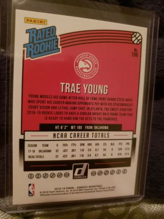 2018 - 19 Donruss Rated Rookie Gold Laser TRAE YOUNG RC 6/10 Hawks  12