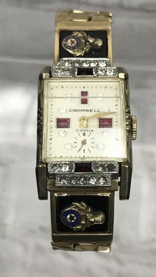 Rare Vintage Cromwell 17j Swiss Wrist Watch Dial Running - 12k Gold Filled