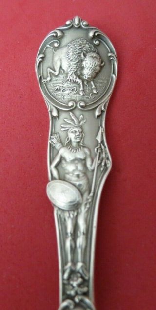 Buffalo Indian Govt Bldg Pan American Expo 1901 Sterling Souvenir Spoon 5 3/4 "