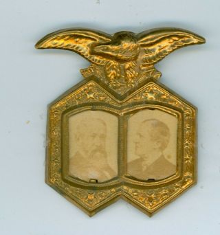 Vintage 1888 President Benjamin Harrison Reid Campaign Jugate Pinback Badge