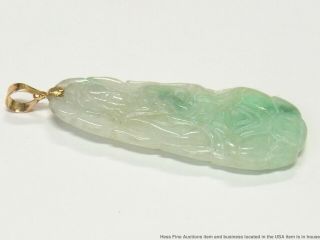 Vintage Moss In Snow Jadeite 14k Gold Pendant 40ct Jade Quan Yin Deity 6of12 5