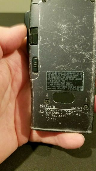 VINTAGE Sony BM - 575 Handheld Cassette Voice Recorder 5