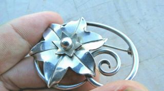 Arts & Crafts Kalo Hand Wrought Sterling Pin Brooch Floral Pattern