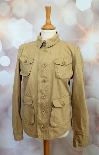 Vintage Polo By Ralph Lauren Beige Safari Style Cotton Jacket Size M