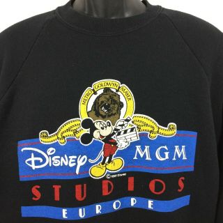 Vintage Disney Mgm Studios Europe 1991 Black Long Sleeve Sweatshirt Size L