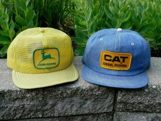 Vintage John Deere Louisville Mfg And Cat Diesel K - Brand Snap Back Trucker Hats