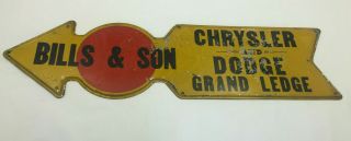 Vintage Chrysler And Dodge Metal Tin Sign Garage Bill & Son Grand Ledge