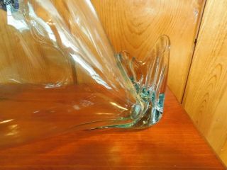 Vintage Mid Century Modern BLENKO ART GLASS FISH VASE / CLEAR and COBALT BLUE 5