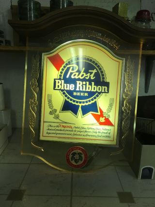 Vintage Advertising Pabst Blue Ribbon Beer Light Up Bar Sign Mid Century