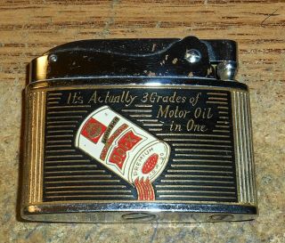 VINTAGE SHELL X - 100 MOTOR OIL CAN FLAT ADVERTISING LIGHTER/RARE 2