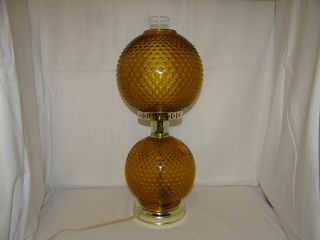 Vintage Fenton Amber Hobnail Double Ball Lamp