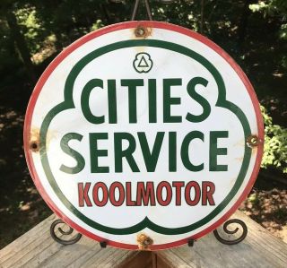 Vintage Cities Service Porcelain Dealership Sign,  Pump Plate,  Motor