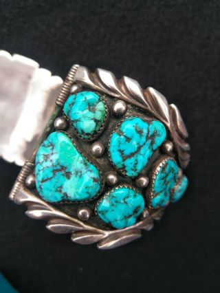 Heavy Vintage Navajo Turquoise Watchband stamped BT 4