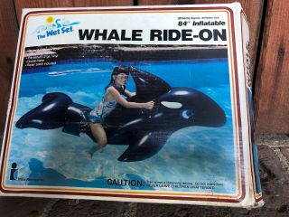 Inflatable Intex 1985 Vintage Large 84” Whale Ride On Pool Toy Rare
