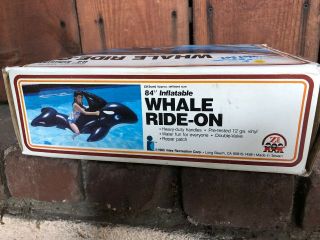 Inflatable Intex 1985 Vintage Large 84” Whale Ride on Pool Toy Rare 2