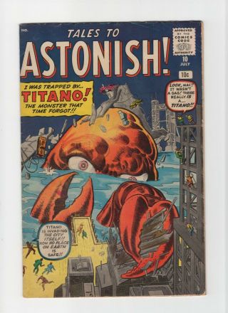 Tales To Astonish 10 Vintage Marvel Atlas Comic Pre - Hero Monster Cover Gold 10c
