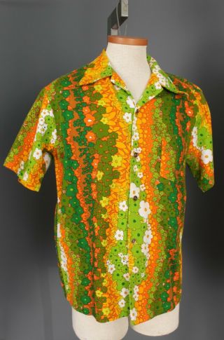 AUTH.  1970 ' S VTG HAWAIIAN SURF MATCHING HIS & HERS DRESS & SHIRT SET MED.  SIZES 2